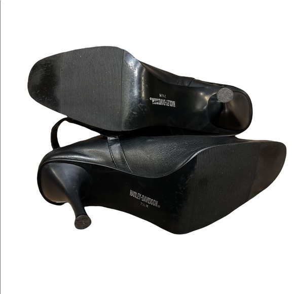 Vintage Harley-davidson Leather Buckle black slip on heels with back strap 7.5 - Picture 10 of 12